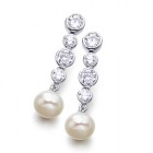 Pendientes de plata con perla y circonitas