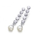 Pendientes largos de plata con perlas